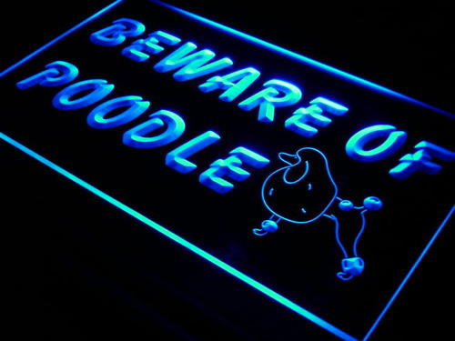 Beware of Poodle Dog Pet Shop Neon Light Sign